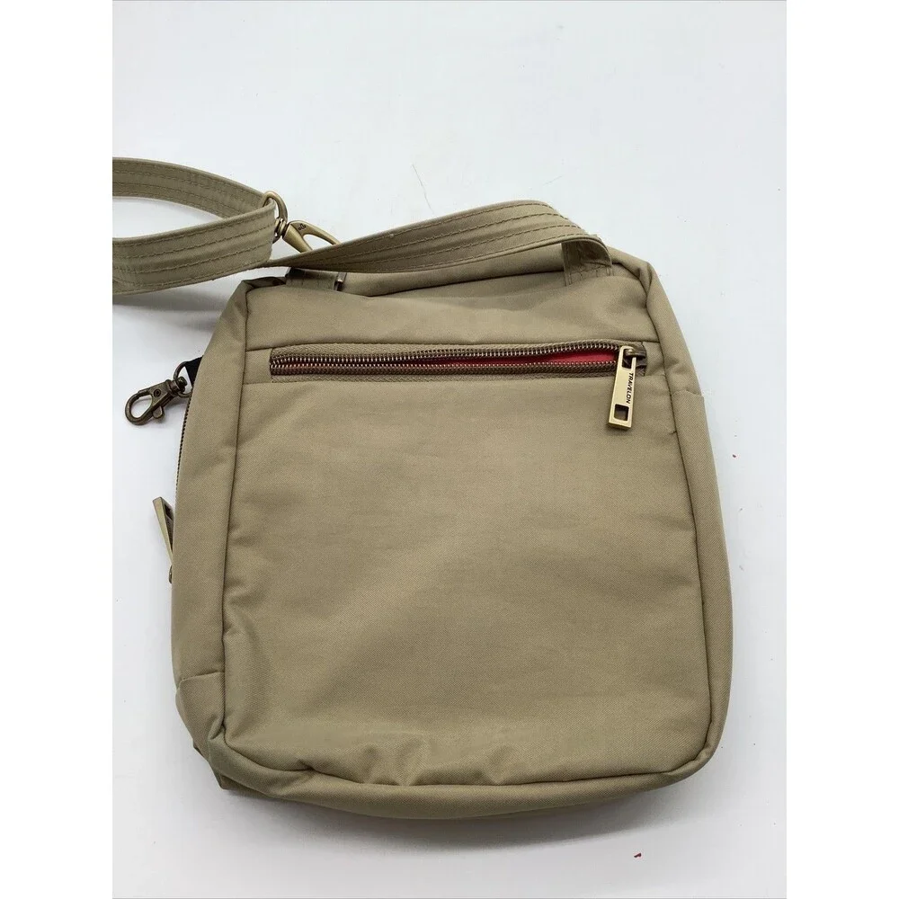 Travelon Nylon Purse Crossbody Anti-Theft Bag Khaki Pocket Adjustable Secure